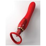 Двухсторонний вибростимулятор с помпой и двигающимся язычком «Ultimate Pleasure 24k Gold Luxury Edit 