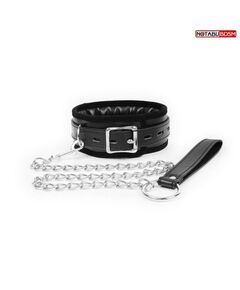 Ошейник с поводком на цепи черный 