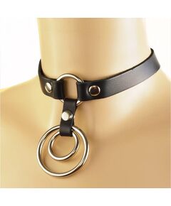 Чокер из натуральной кожи с металлическими кольцами "Соло" 