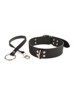 Ошейник черный из натуральной кожи "Новичок" 