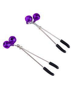 Зажимы на соски с фиолетовым колокольчиком 