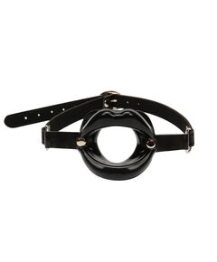 Кляп-расширитель черного цвета в виде силиконовых губ 