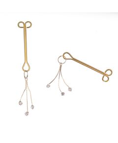 Зажимы на соски золотого цвета с "бриллиантиками" 