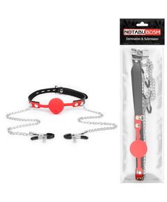 Кляп-шар с зажимами на соски 