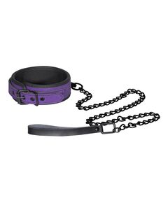 Ошейник с поводком фиолетовый 