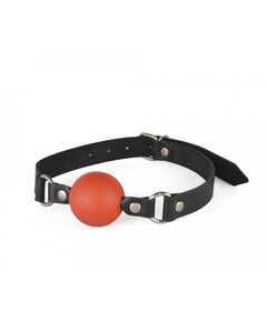 Кляп-шар красный с черными ремешками 