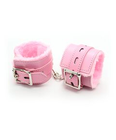 Наручники из искусственной кожи с меховой покладкой 