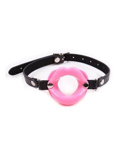 Кляп-расширитель розовый цвета в виде силиконовых губ 