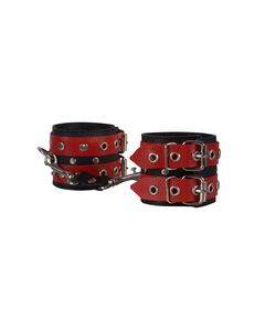 Наручники кожаные, черно-красные 