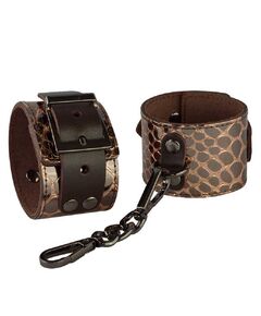 Наручники кожаные, коричневые 