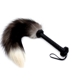 Плеть щекоталка с лисим хвостом темно-серый с белым кончиком 