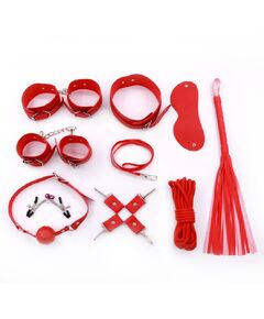 БДСМ набор 10 предметов, красный однослойный 