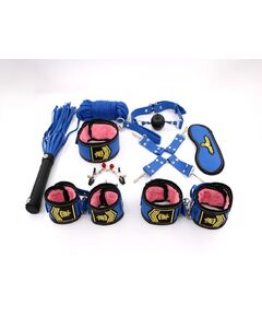 БДСМ набор 10 предметов, синий с розовым мехом 