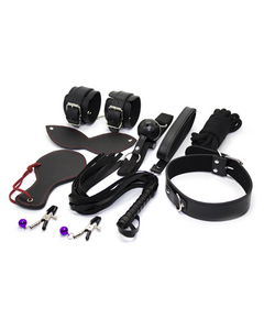 БДСМ набор 8 предметов черный с красной строчкой 