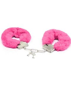 Металлические наручники с розовым пушком 