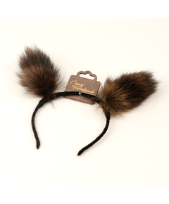Ободок с ушками из натурального меха енота 