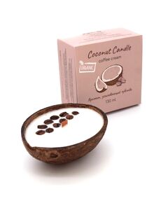 Свеча в кокосе "TIME HEAT" Кофейный крем, 130 мл 