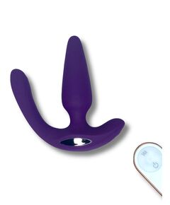 Вибромассажер для анально-вагинальной стимуляции фиолетового цвета с пультом Д/У "MEDEA-RCT" 