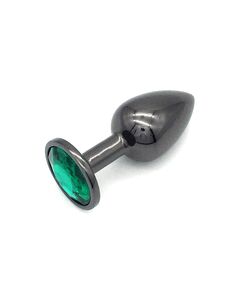 Анальная пробка с зелёным кристаллом, S 