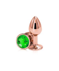 Анальная пробка с зеленым кристаллом, L 