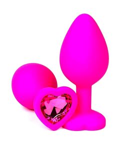 Анальная пробка розовый силикон розовая страза 8см/3,4см 