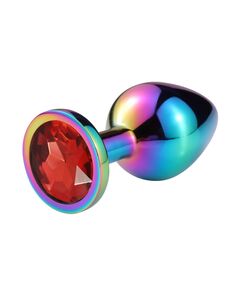 Анальная пробка с красным кристаллом, L 