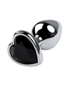 Анальная пробка черная страза, L 