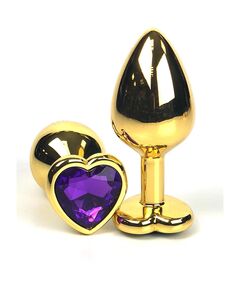 Анальная пробка с фиолетовым кристаллом, сердце, M 