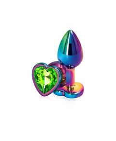 Анальная пробка с зеленым кристаллом сердце, S 