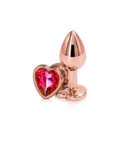 Анальная пробка с красным кристаллом сердце, S 