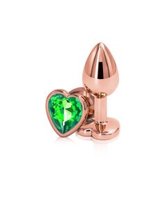 Анальная пробка с зеленым кристаллом сердце, S 