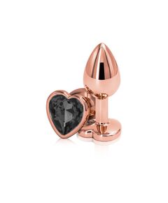 Анальная пробка с черным кристаллом сердце, M 