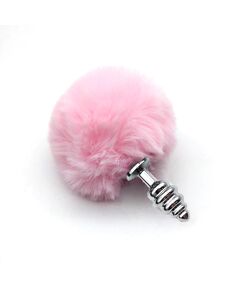Розовый зайчий хвостик с серебряной пробкой 2.8 см 