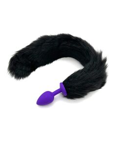 Анальная пробка силикон с чёрным хвостом, S 