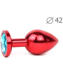 Анальная пробка красная с синим кристаллом 
