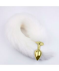Белый хвост 40см с золотой пробкой 4,2 см 