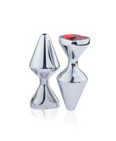 Анальная пробка конус с красным кристаллом сердце, S 