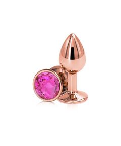 Анальная пробка с розовый кристаллом, L 