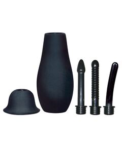 Анальный душ груша с 3 насадками "Bad Kitty" черный 