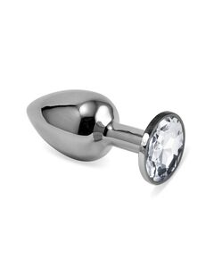 Анальная страза серебро метал кристальная страза 7см/2,7см 
