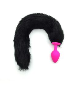 Анальная пробка с чёрным хвостом, M 