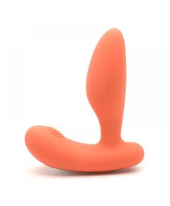 Вибропробка и массажер простаты 2-в-1 KisToy "Gordon Orange" с пультом ДУ, гибкая ножка 