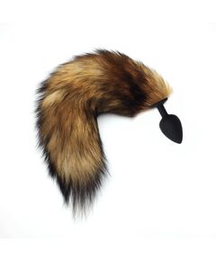Рыжий лисий хвост 40см натуральный мех с силиконовой пробкой 3,4см 