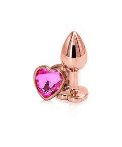 Анальная пробка с розовым кристаллом сердце, M 