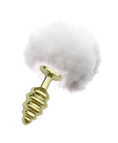 Белый зайчий хвостик с золотой рельефной пробкой 2.8см 
