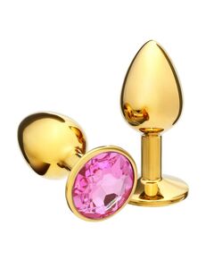 Анальная пробка с розовым кристаллом, M 