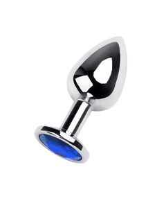 Анальная страза серебро метал синяя страза 8см/3,4см 