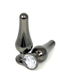 Анальная страза вытянутая темный метал кристальная страза 9,4см/3,2см 