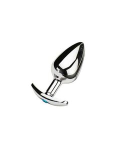 Анальная пробка для ношения серебро метал голубая страза 7,1см/2,7см 