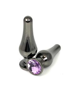 Анальная страза вытянутая темный метал фиолетовая страза 13см/4,2см 